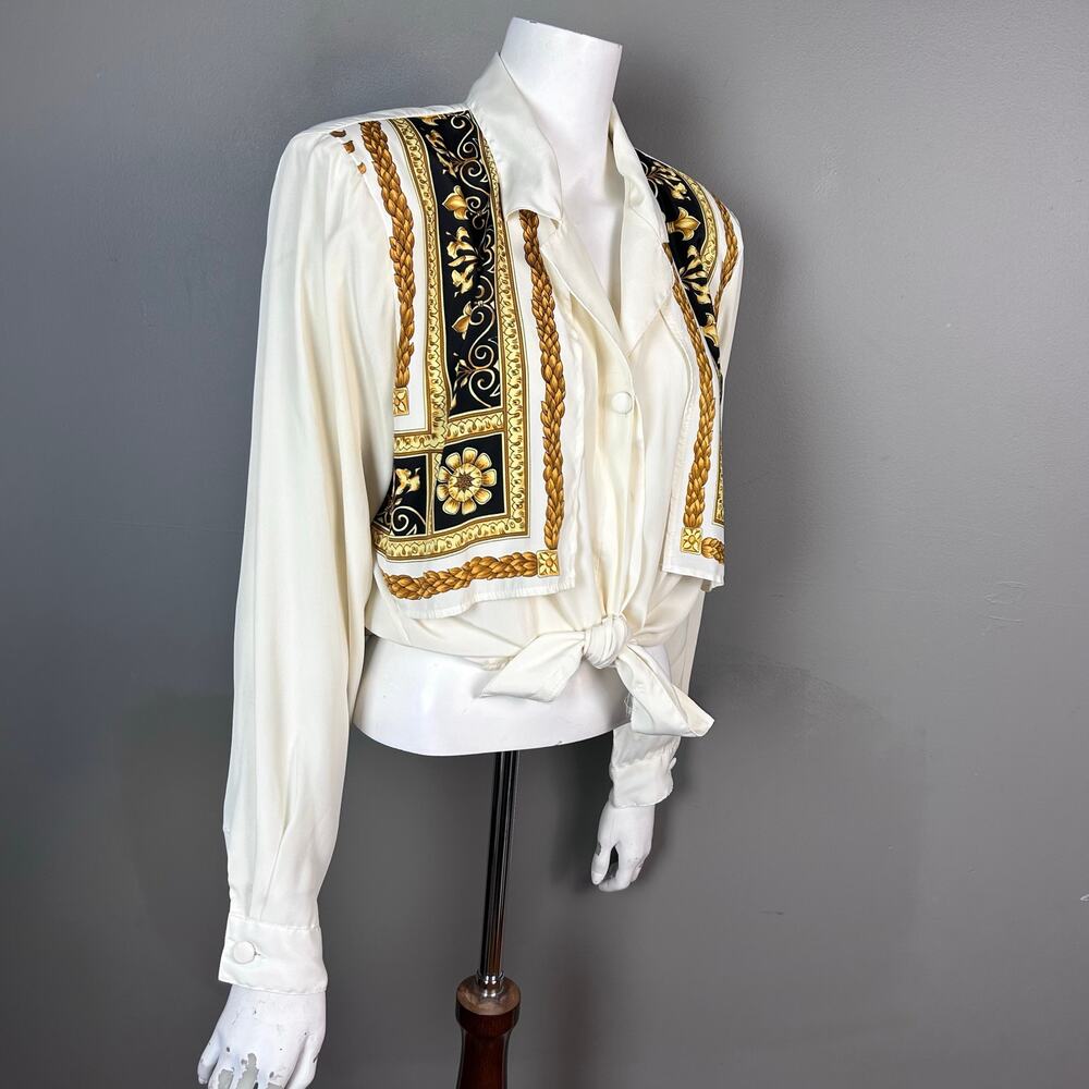 Vintage Blouse Y2K Mobwife Large Italian button up Greece 80s 90s